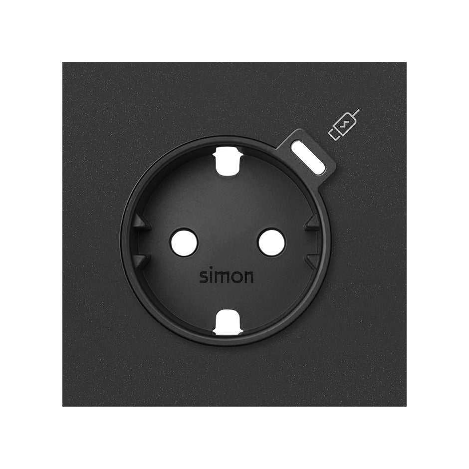 10000050-238 - Tapa para base schuko con cargador USB C negro mate Simon 100