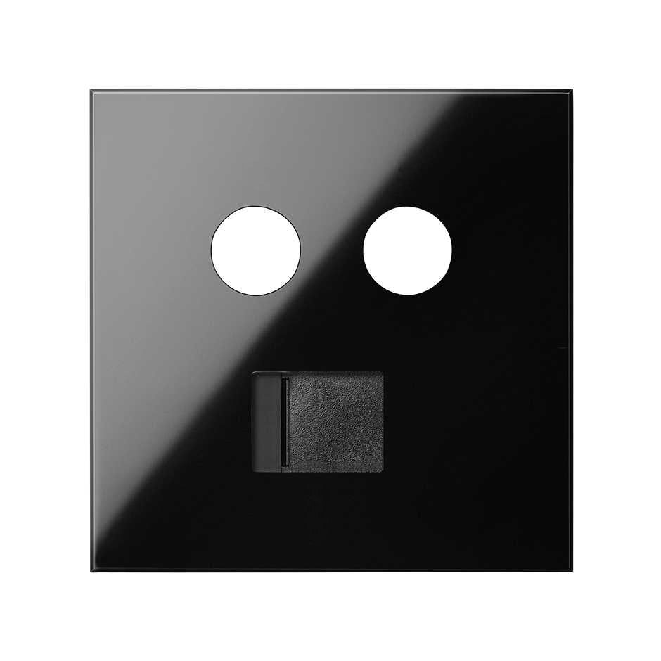 10000072-138 - Tapa para tomas inductivas de R-TV+SAT y de voz y datos RJ45 negro brillante Simon 100