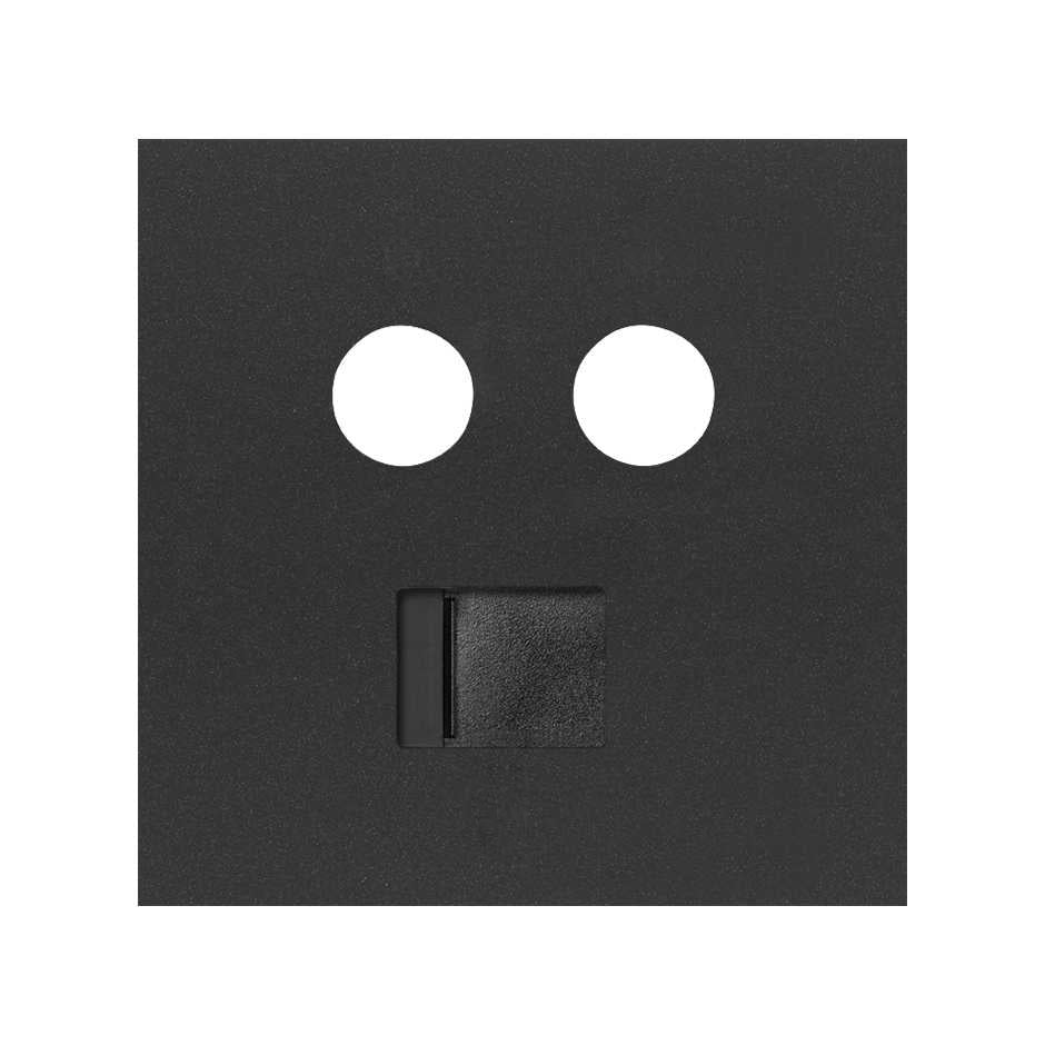 10000072-238 - Tapa para tomas inductivas de R-TV+SAT y de voz y datos RJ45 negro mate Simon 100