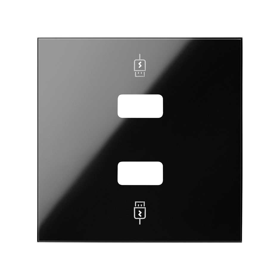10001096-138 - Tapa para cargador USB 2 conectores negro brillante Simon 100