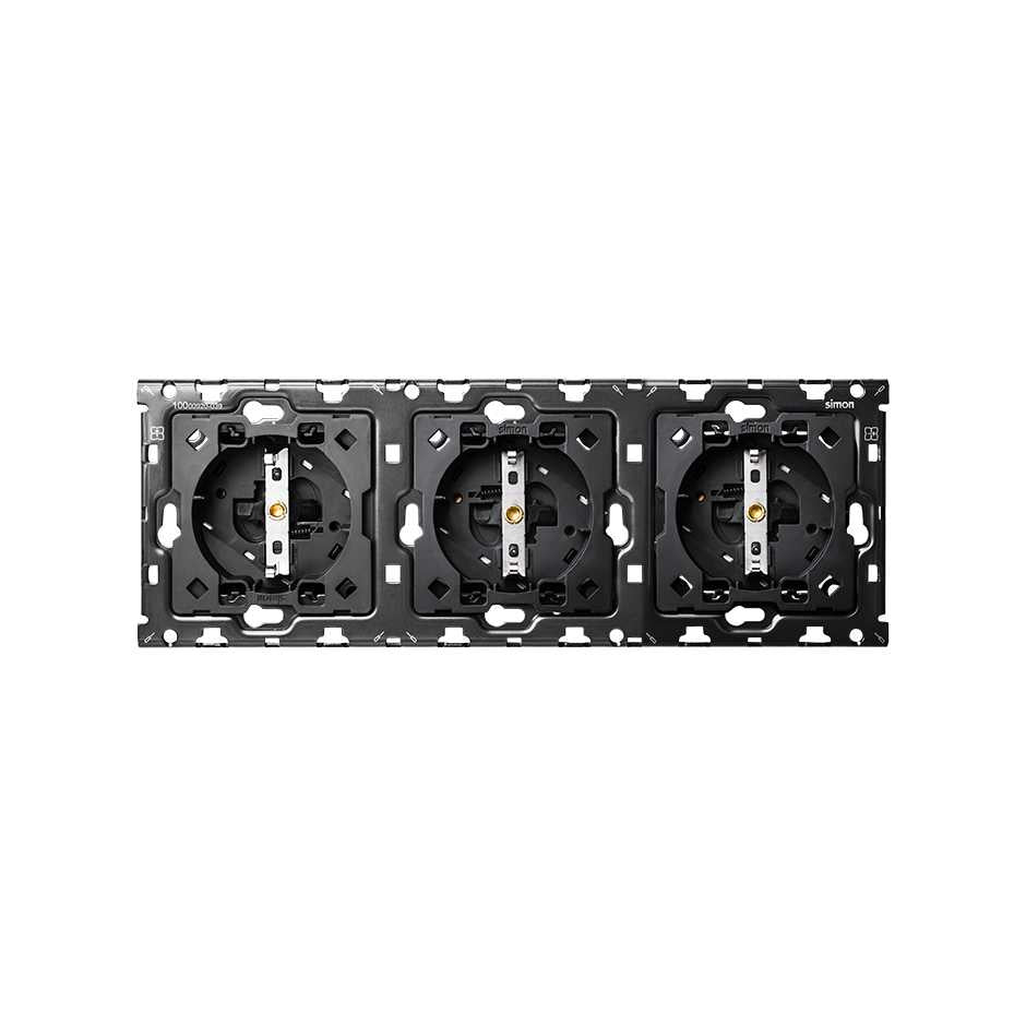 10010302-039 - Kit back para 3 elementos con 3 bases de enchufe schuko Simon 100