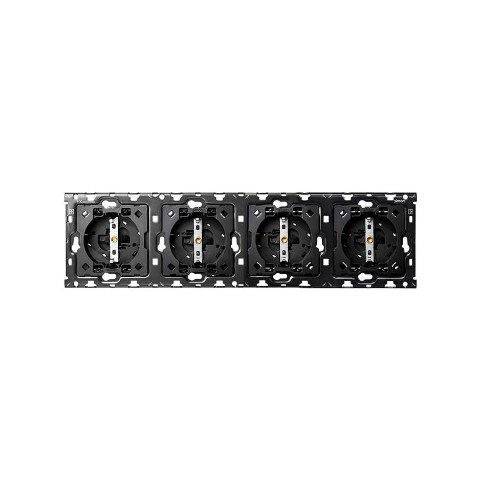 10010401-039 - Kit back para 4 elementos con 4 bases enchufe schuko Simon 100