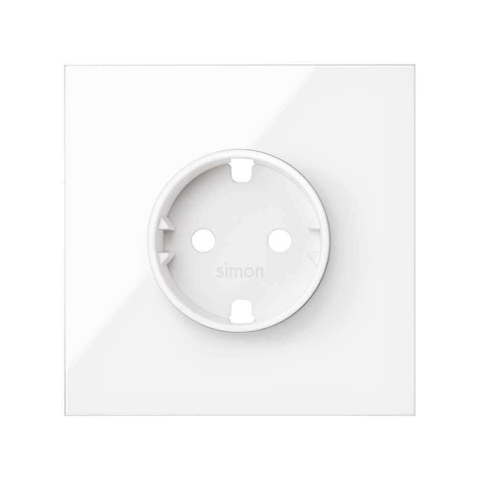 10020105-130 - Kit front para 1 elemento con 1 base de enchufe schuko blanco brillante Simon 100
