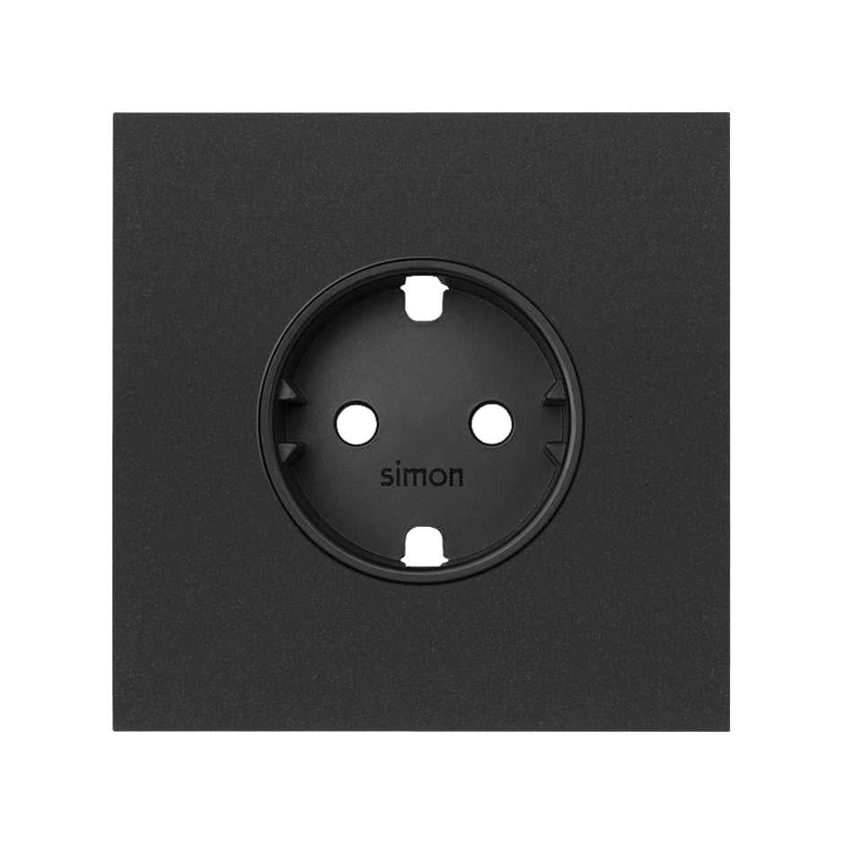 10020105-238 - Kit front para 1 elemento con 1 base de enchufe schuko negro mate Simon 100
