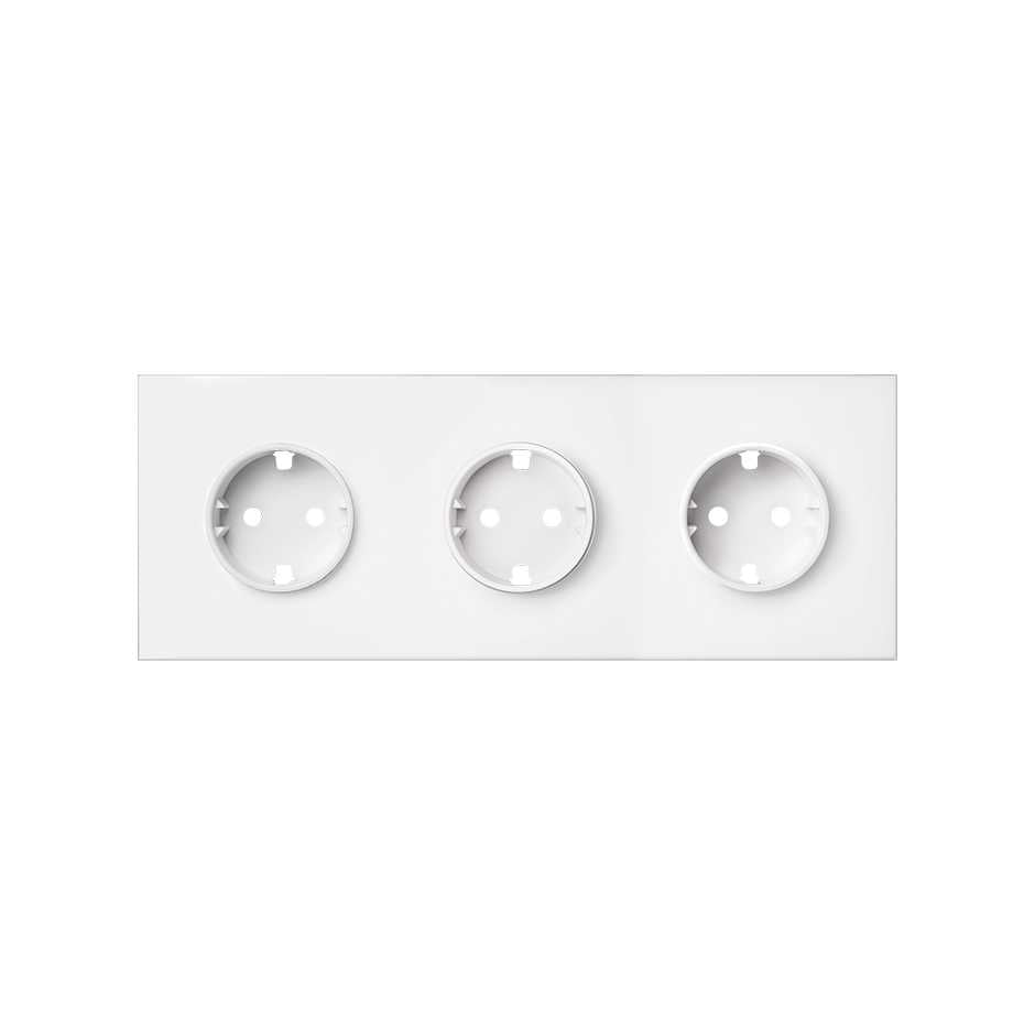 10020302-230 - Kit front para 3 elementos con 3 bases de enchufe schuko blanco mate Simon 100