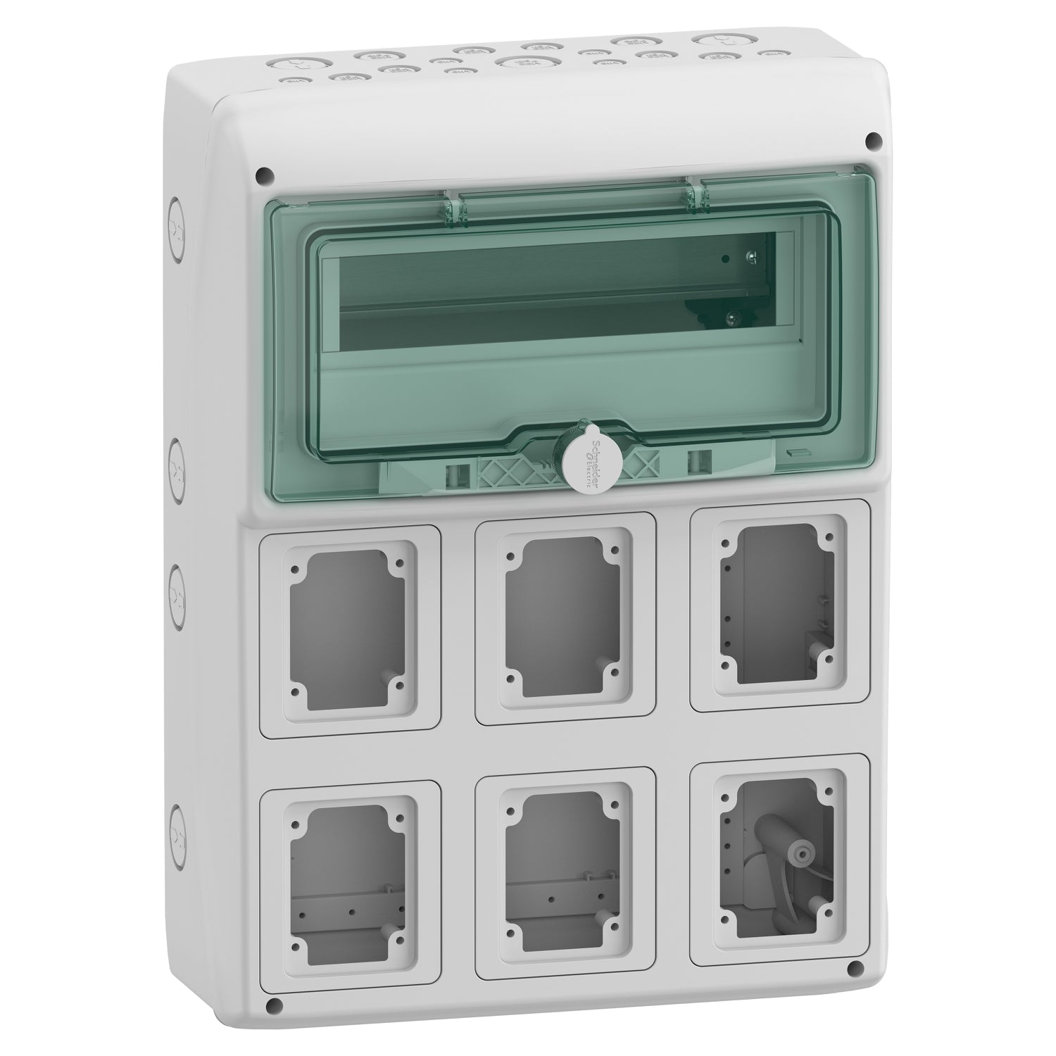 13181 - Cuadro eléctrico estanco Kaedra 1 Fila x 12 Módulos con 6 aperturas Schneider