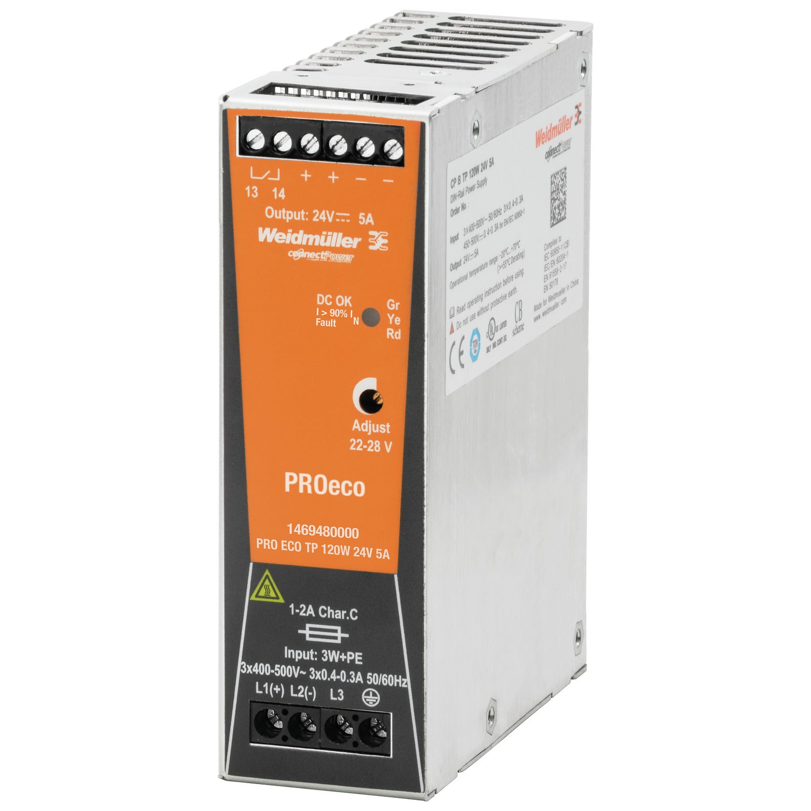 1469480000 - Fuente de alimentación PRO ECO 120W 24V 5A Weidmuller