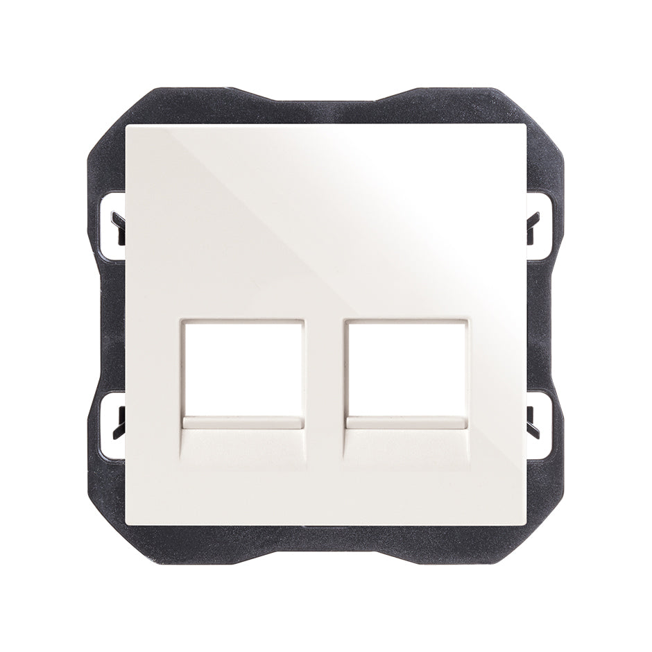 20000088-090 - Tapa de voz y datos plana con guardapolvo para 2 conectores RJ45 blanco Simon 270