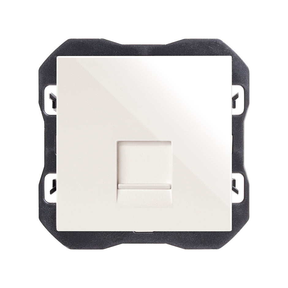 20000187-090 - Tapa de voz y datos plana con guardapolvo con 1 conector RJ45 blanco Simon 270