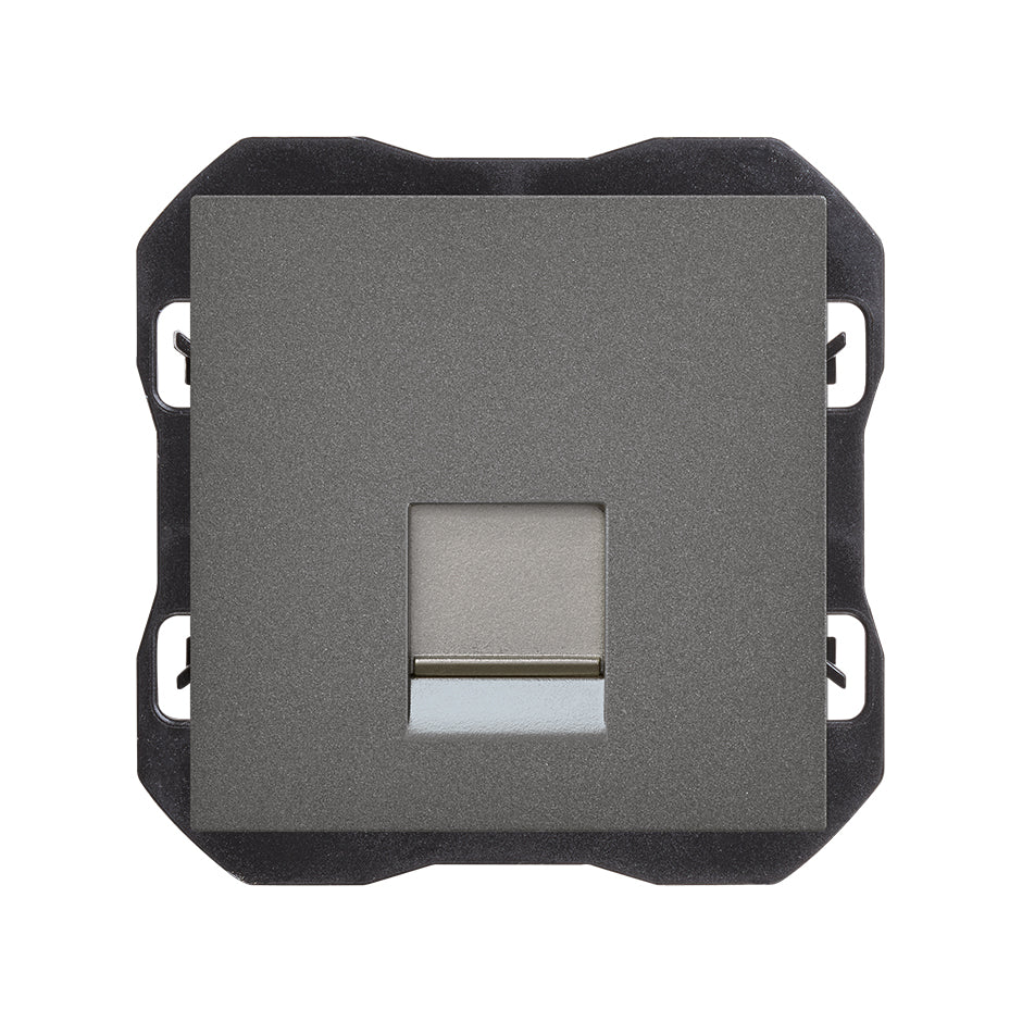 20000187-096 - Tapa de voz y datos plana con guardapolvo con 1 conector RJ45 titanio Simon 270