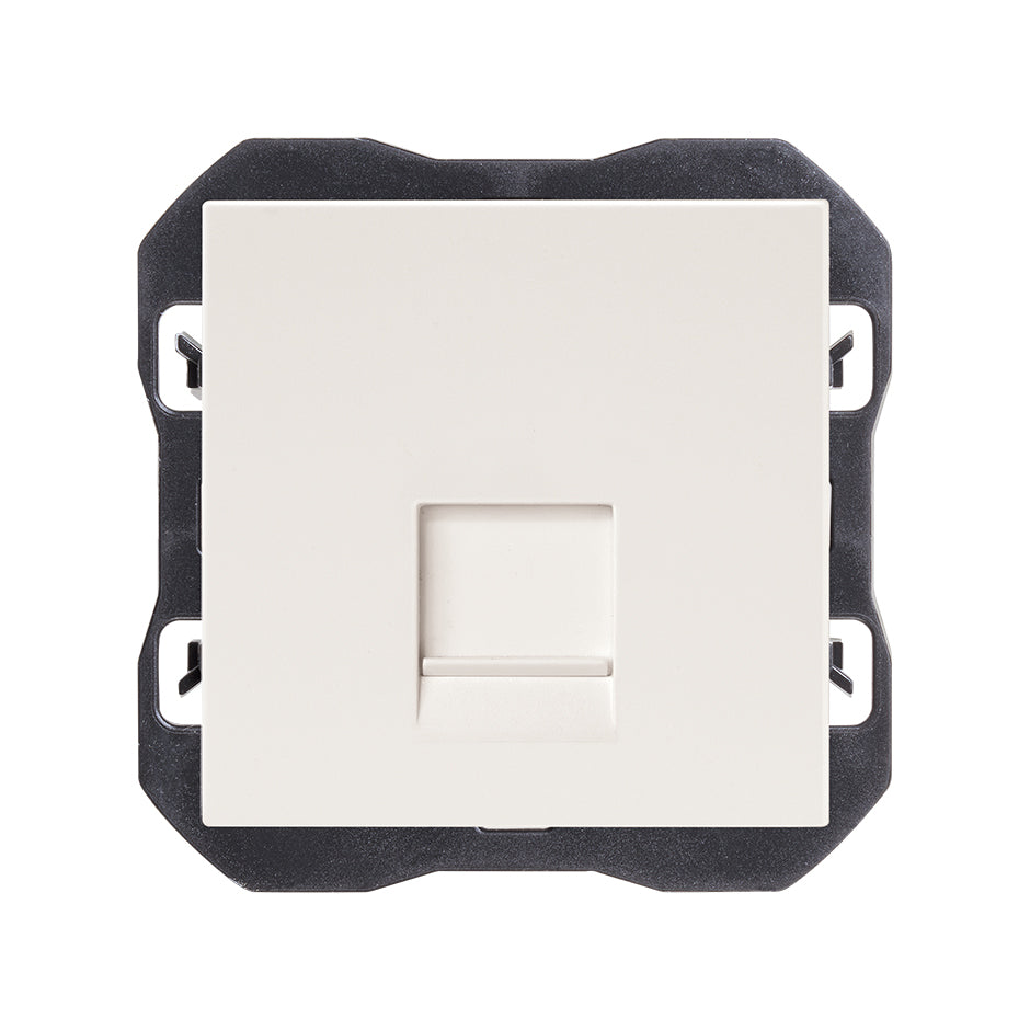 20000187-190 - Tapa de voz y datos plana con guardapolvo con 1 conector RJ45 blanco mate Simon 270