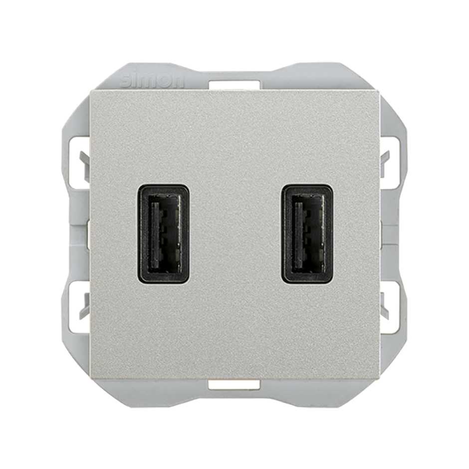 20000196-093 - Cargador USB doble 3,1A con smartcharge tipo A aluminio Simon 270