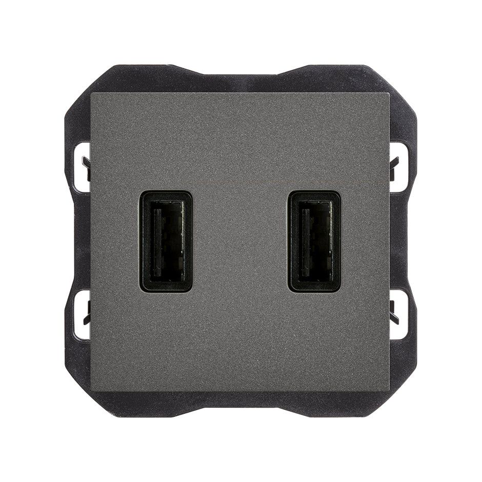20000196-096 - Cargador USB doble 3,1A con smartcharge tipo A titanio Simon 270