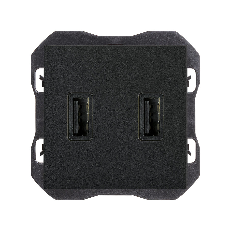 20000196-098 - Cargador USB doble 3,1A con smartcharge tipo A negro mate Simon 270