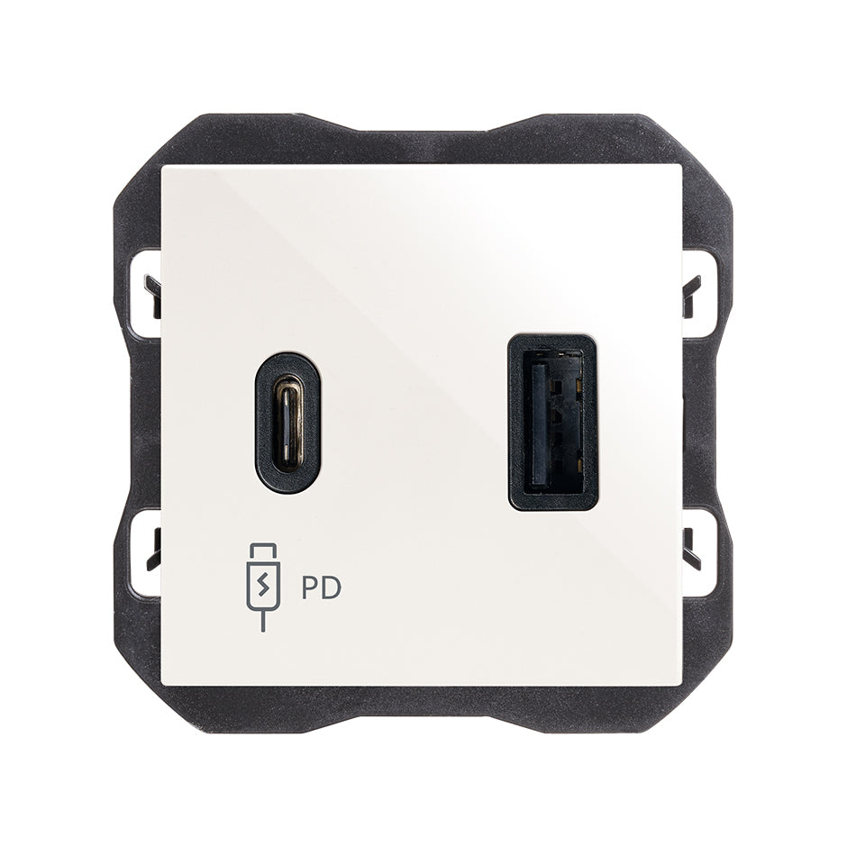 20000296-090 - Cargador USB doble A+C 30W Power Delivery blanco Simon 270