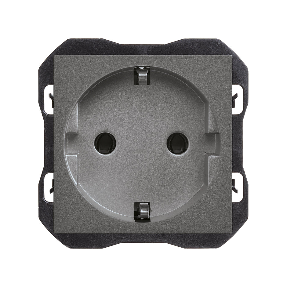 20000432-096 - Base de enchufe schuko 16A 250 V~ con sistema de embornamiento a tornillo titanio Simon 270
