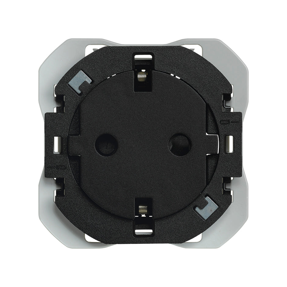 20000434-098 - Base de enchufe schuko clean 16A 250 V~ con sistema de embornamiento a tornillo negro mate Simon 270