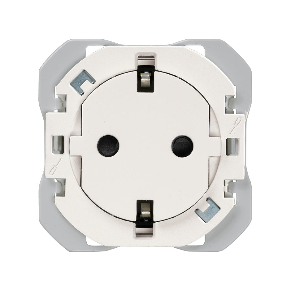 20000434-190 - Base de enchufe schuko clean 16A 250 V~ con sistema de embornamiento a tornillo blanco mate Simon 270