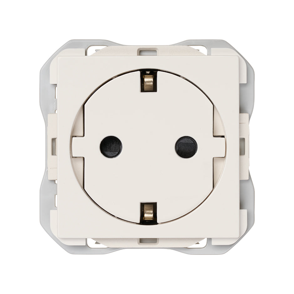 20000435-190 - Base de enchufe schuko clean modular 16A 250 V~ con sistema de embornamiento a tornillo blanco mate Simon 270