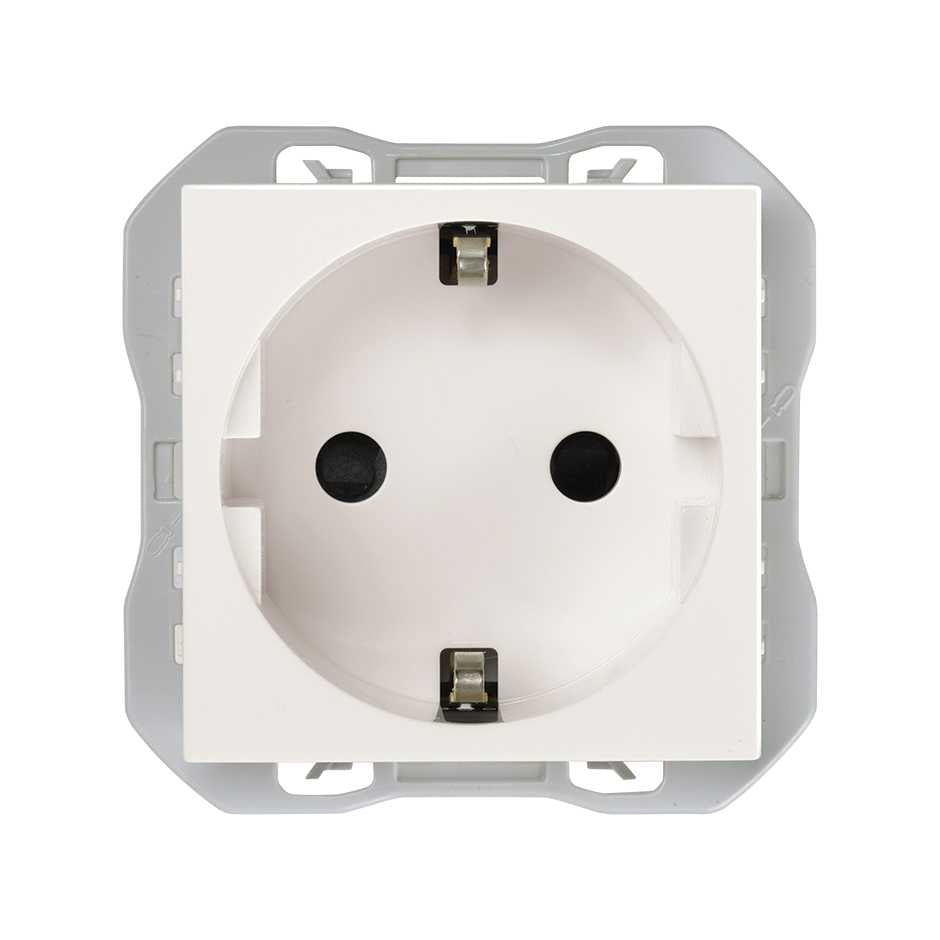 20000472-090 - Base de enchufe schuko 16A 250 V~ con sistema de embornamiento rápido blanco Simon 270