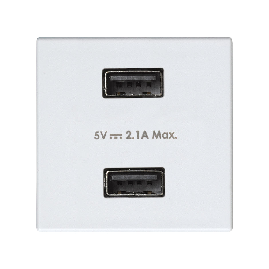 2701096-030 - Cargador USB doble 5V/DC 2.1A tipo A hembra blanco Simon 27 Play