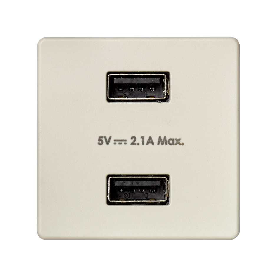 2701096-031 - Cargador USB doble 5V/DC 2.1A tipo A hembra marfil Simon 27 Play