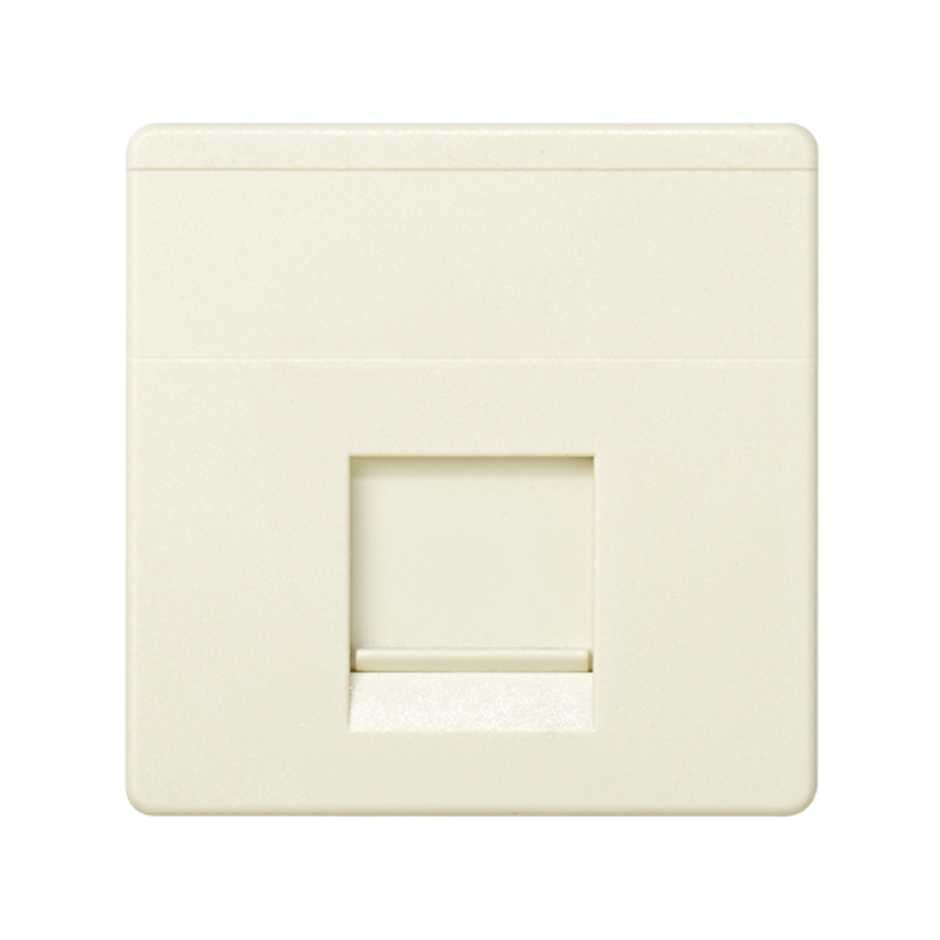 27087-32 - Placa de voz y datos plana con guardapolvo para 1 conector RJ45 AMP® marfil Simon 27 Play