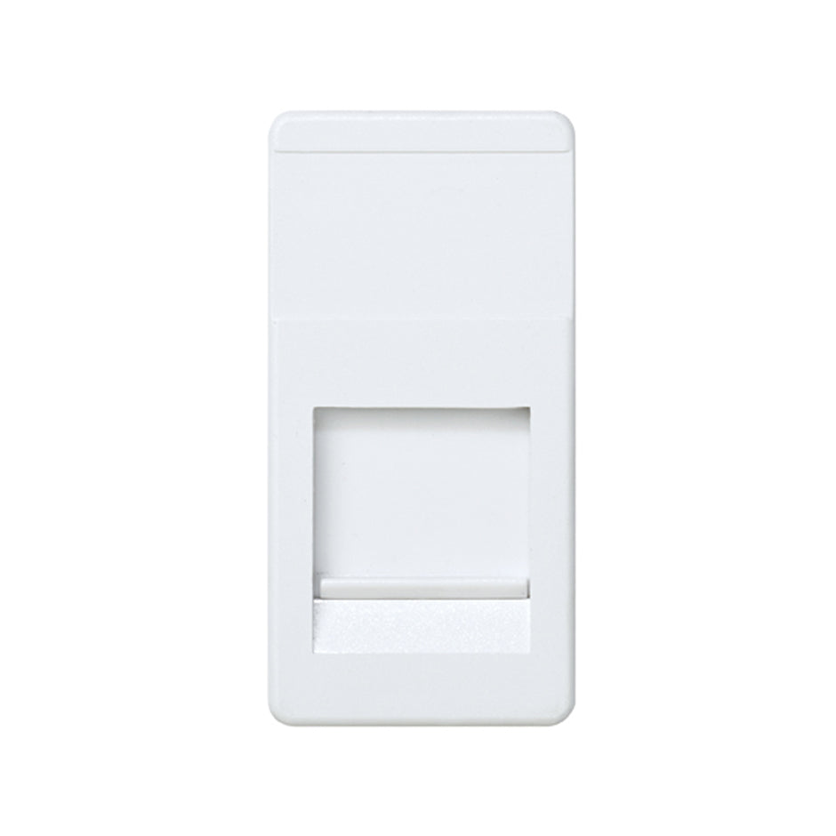 27087-34 - Placa de voz y datos plana de medio elemento con guardapolvo para 1 conector RJ45 AMP® blanco Simon 27 Play