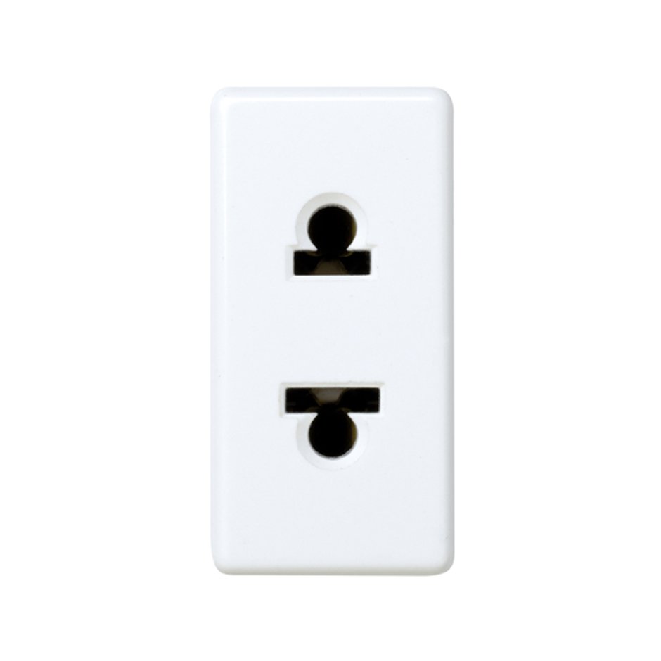 27438-34 - Base de enchufe bipolar mixta (europea-americana) 10 A 250V~ de medio elemento con emb. a tornillo blanco Simon 27 Play