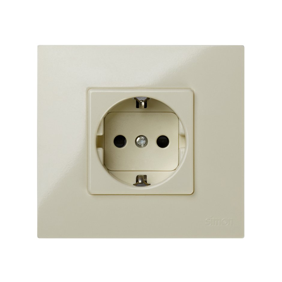 2791432-031 - Base de enchufe schuko monobloc 16 A 250 V~ con disp. seguridad y sistema de embornamiento rápido marfil Simon 27 Play