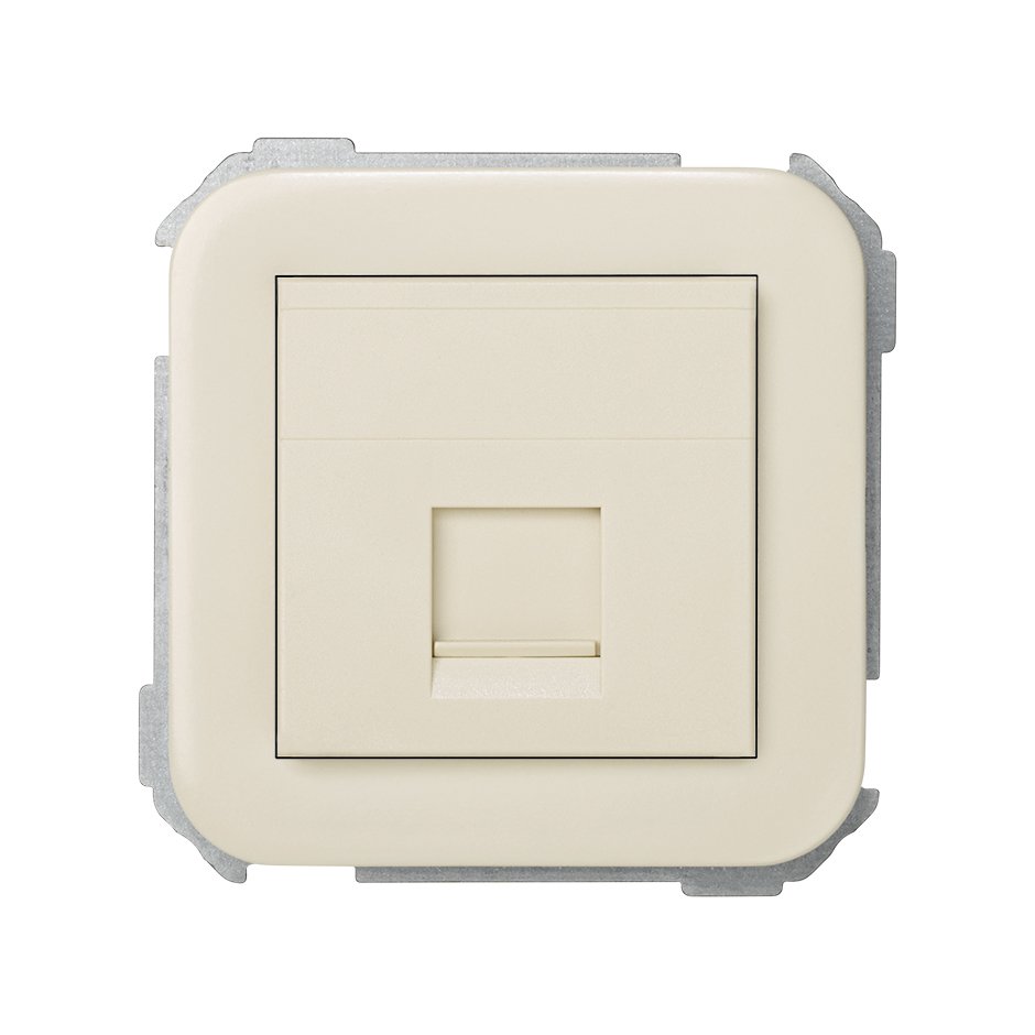 31085-61 - Placa de voz y datos plana con guardapolvo para 1 conector RJ45 AMP® marfil Simon 31