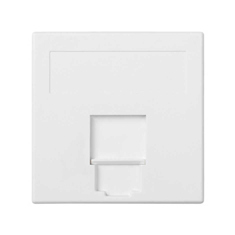 50000085-030 - Placa de voz y datos plana con guardapolvo 1 elemento para 1 RJ45 compatibilidad otros fabricantes blanco Simon 500 Cima