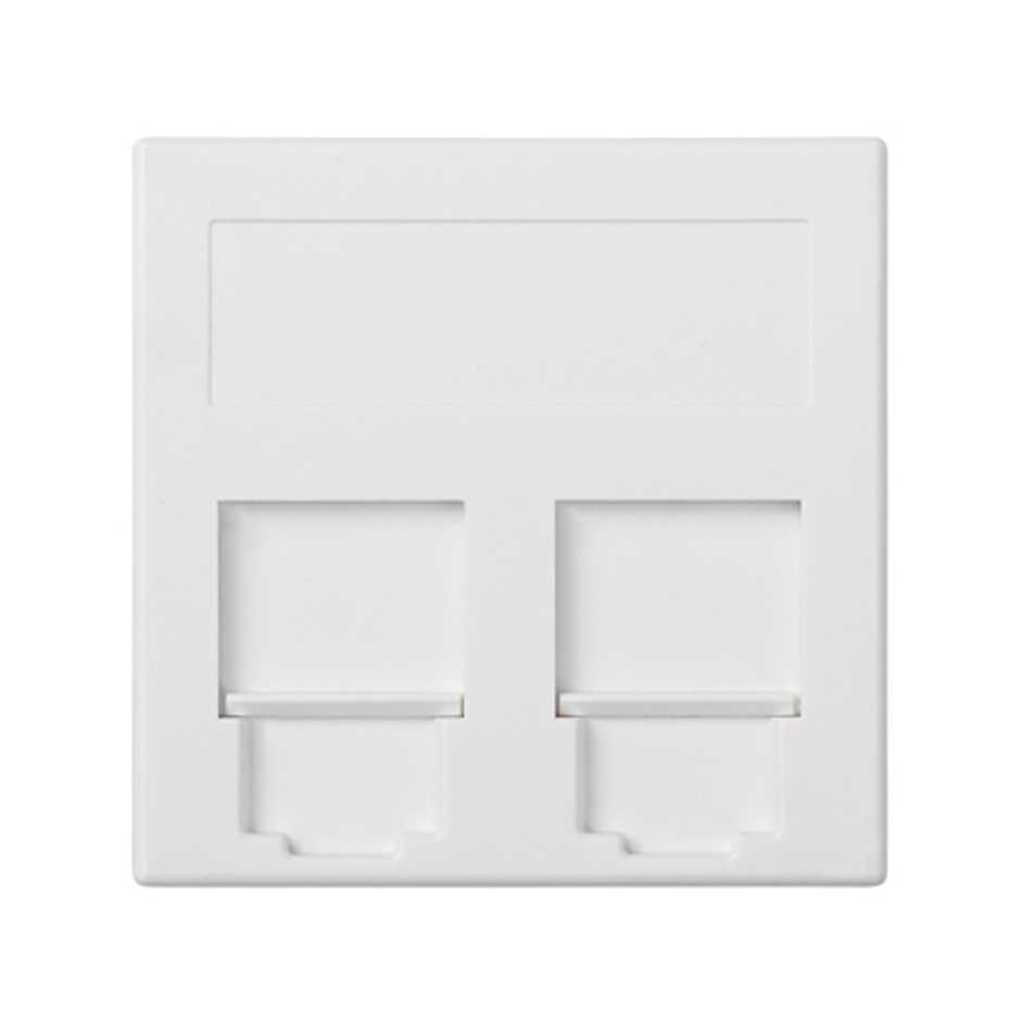 50000089-030 - Placa de voz y datos plana con guardapolvo 1 elemento para 2 RJ45 compatibilidad otros fabricantes blanco Simon 500 Cima