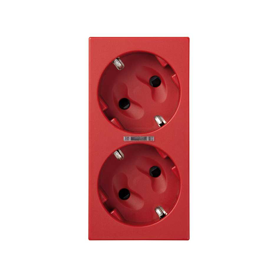 50010432-037 - Base de enchufe schuko doble 16 A 250V~ con dispositivo de seguridad, led y embornamiento 1Click® rojo Simon 500 Cima