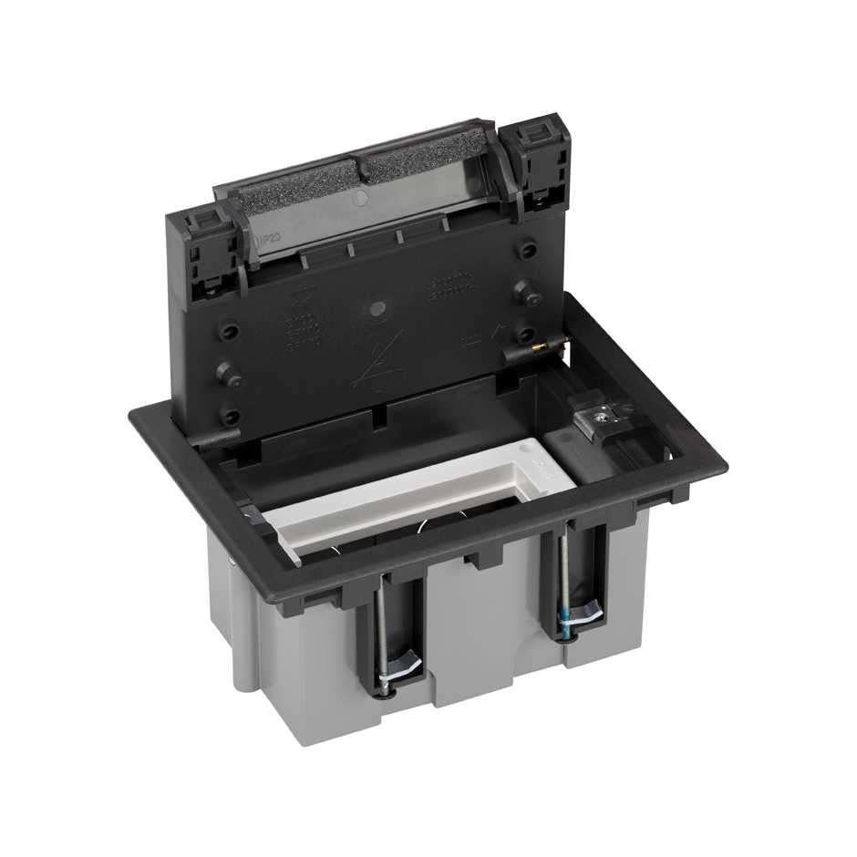 52050001-038 - Caja de suelo regulable para 2 elementos en instalación de suelo de pavimento grafito Simon 500 Cima