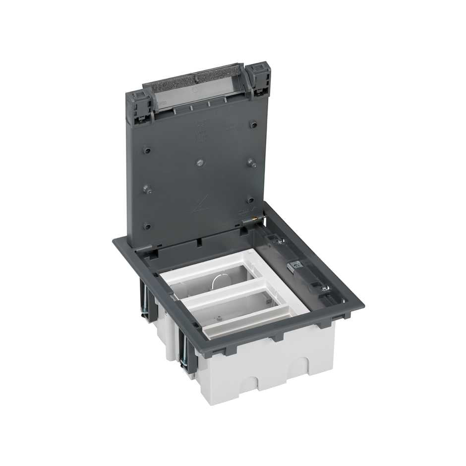 52050103-035 - Caja de suelo regulable para 6 elementos en instalación de suelo técnico gris Simon 500 Cima
