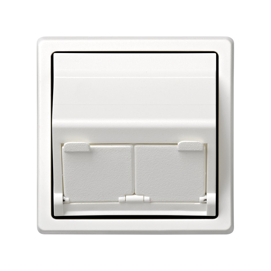 73086-60 - Placa de voz y datos inclinada con guardapolvo para 2 conectores RJ45 y 2 conectores RJ-11/12 blanco Simon 73 Loft