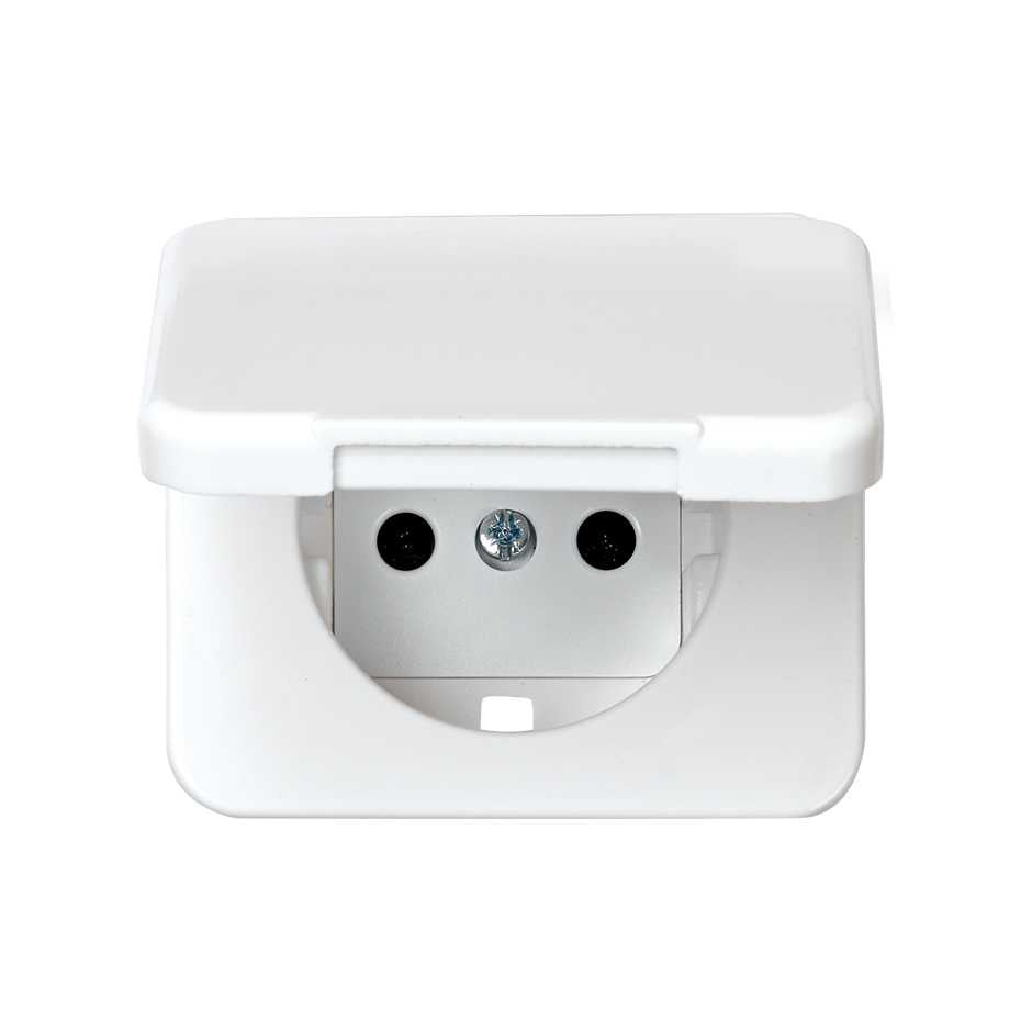 75090-60 - Tapa abatible con dispositivo de seguridad para la base de enchufe schuko blanco Simon 75