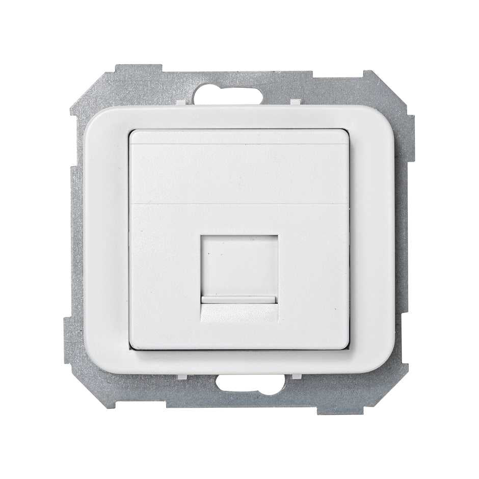 75585-60 - Placa de voz y datos plana con guardapolvo para 1 conector RJ45 AMP® blanco Simon 75