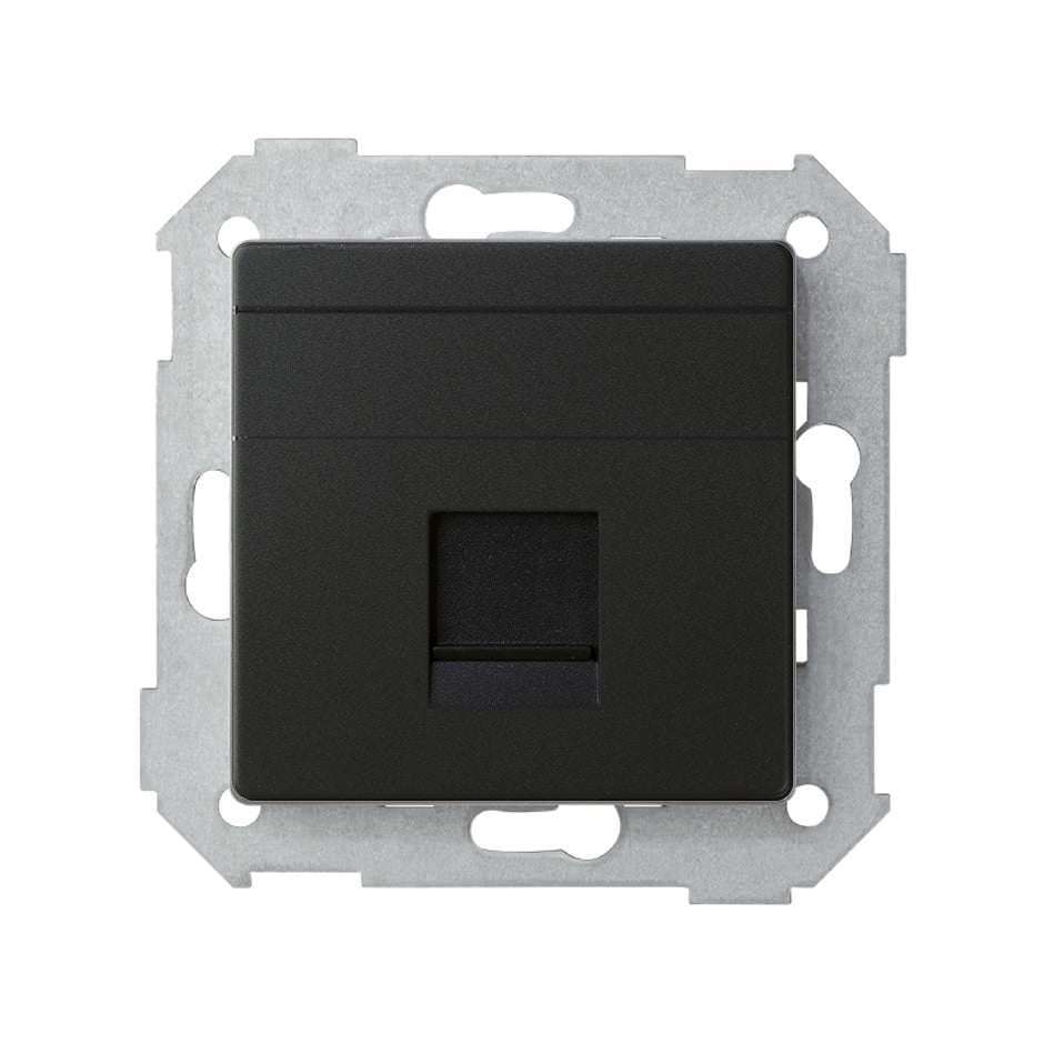 8200005-098 - Placa de voz y datos plana con guardapolvo para conector RJ45 negro mate Simon 82 Concept