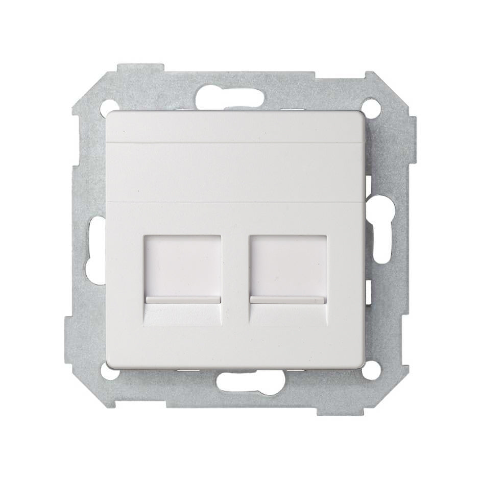 8200006-090 - Placa de voz y datos plana con guardapolvo para 2 conectores RJ45 blanco mate Simon 82 Concept
