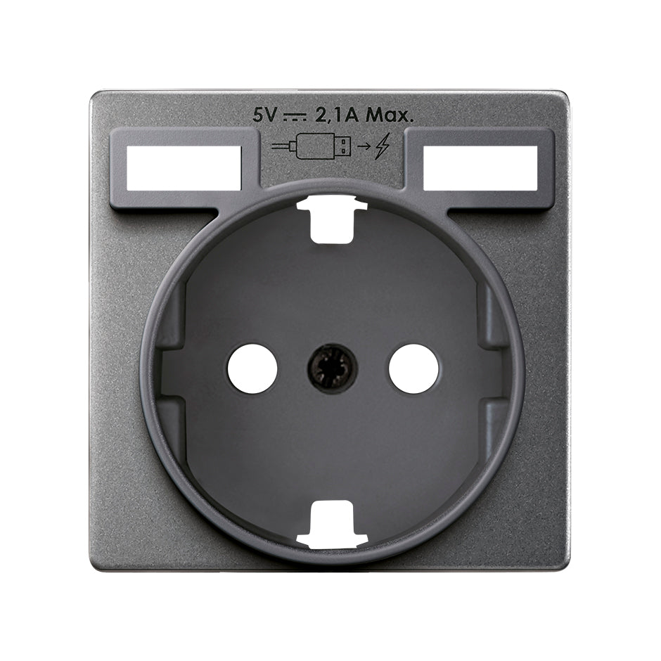 8200049-096 - Tapa para la base de enchufe schuko con 2 cargadores USB tipo A 10,5W titanio Simon 82 Concept