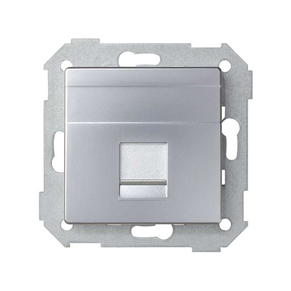 82005-33 - Placa de voz y datos plana con guardapolvo para 1 conector RJ45 aluminio Simon 82
