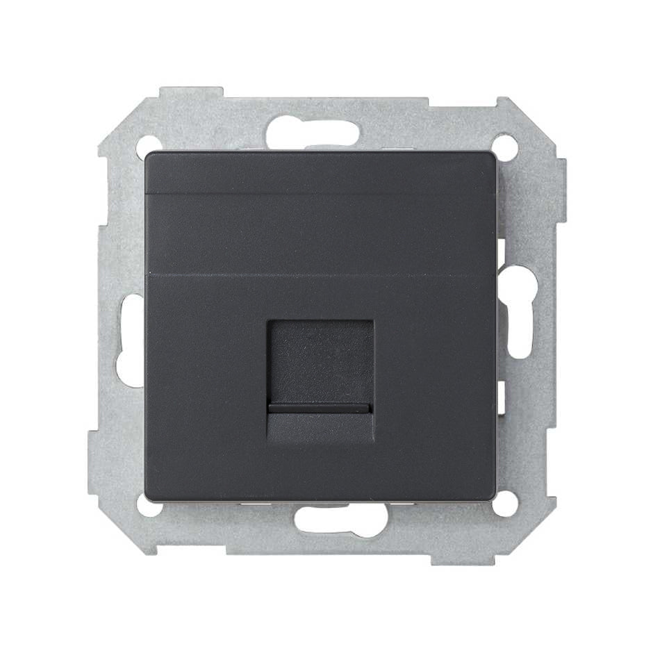 82005-38 - Placa de voz y datos plana con guardapolvo para 1 conector RJ45 grafito Simon 82
