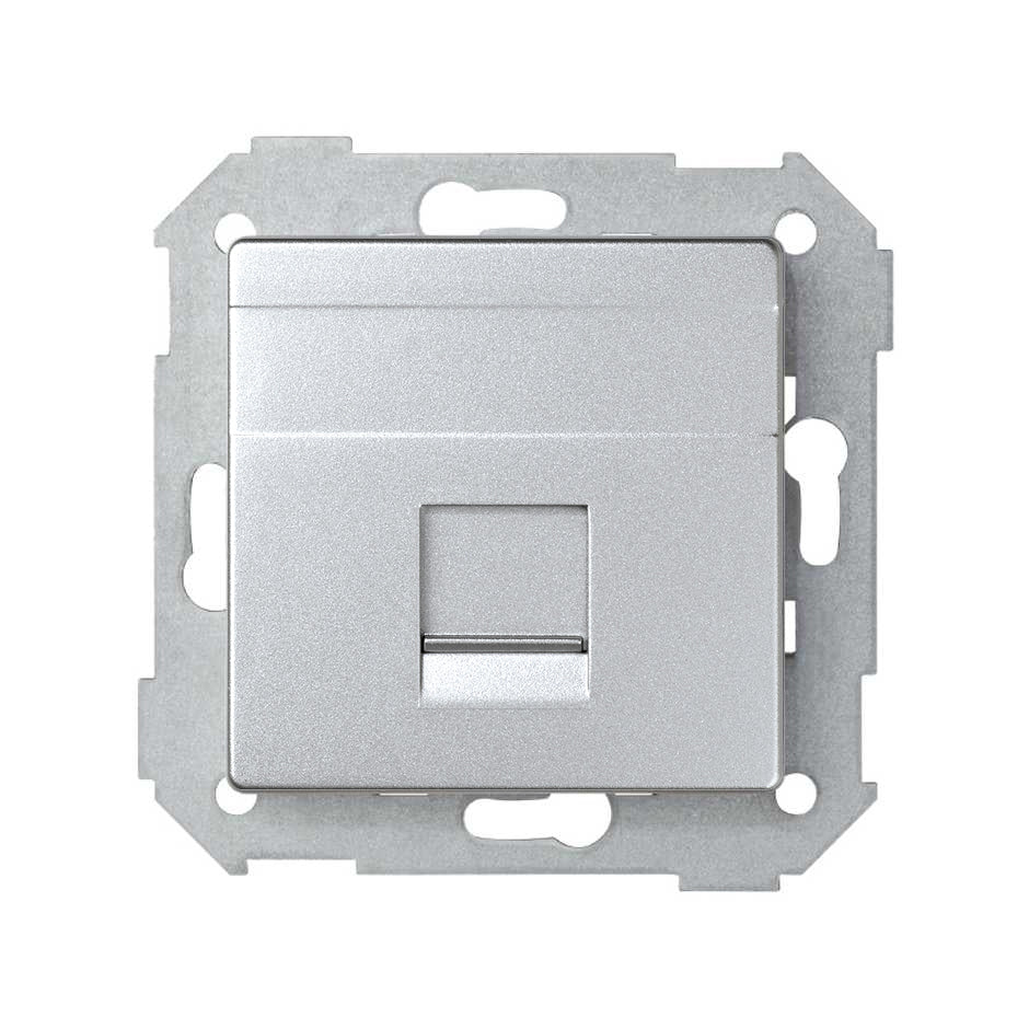 82005-93 - Placa de voz y datos plana con guardapolvo para 1 conector RJ45 aluminio frío Simon 82 Detail
