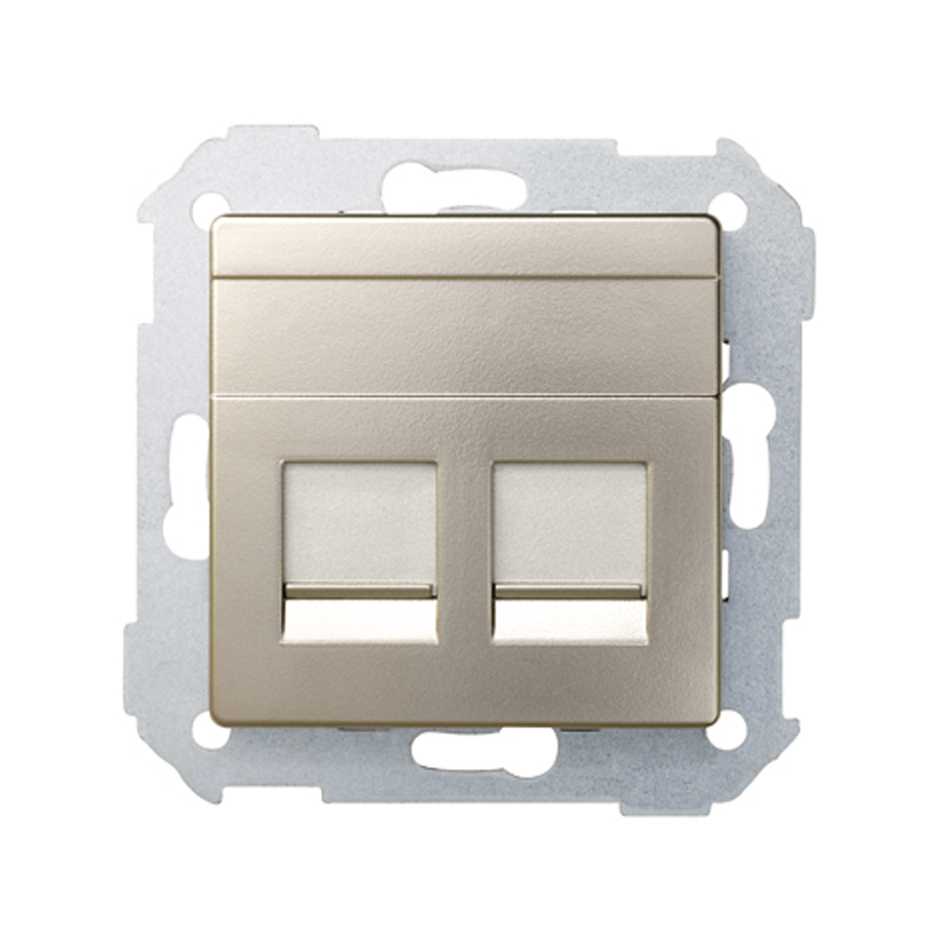82006-34 - Placa de voz y datos plana con guardapolvo para 2 conectores RJ45 cava Simon 82