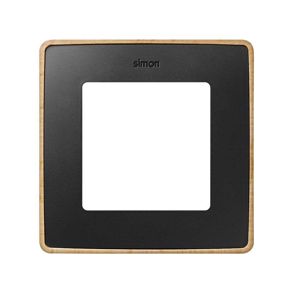 8201610-370 - Marco para 1 elemento negro mate base madera haya Simon 82 Detail Select