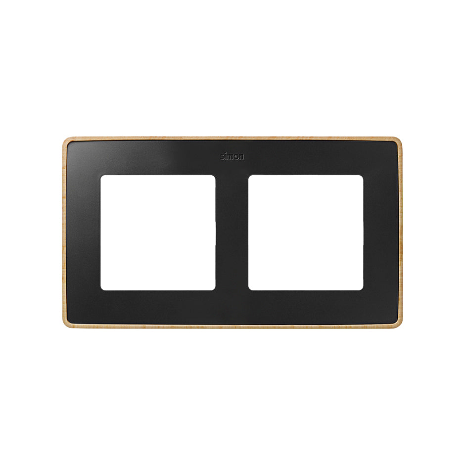 8201620-370 - Marco para 2 elementos negro mate base madera haya Simon 82 Detail Select