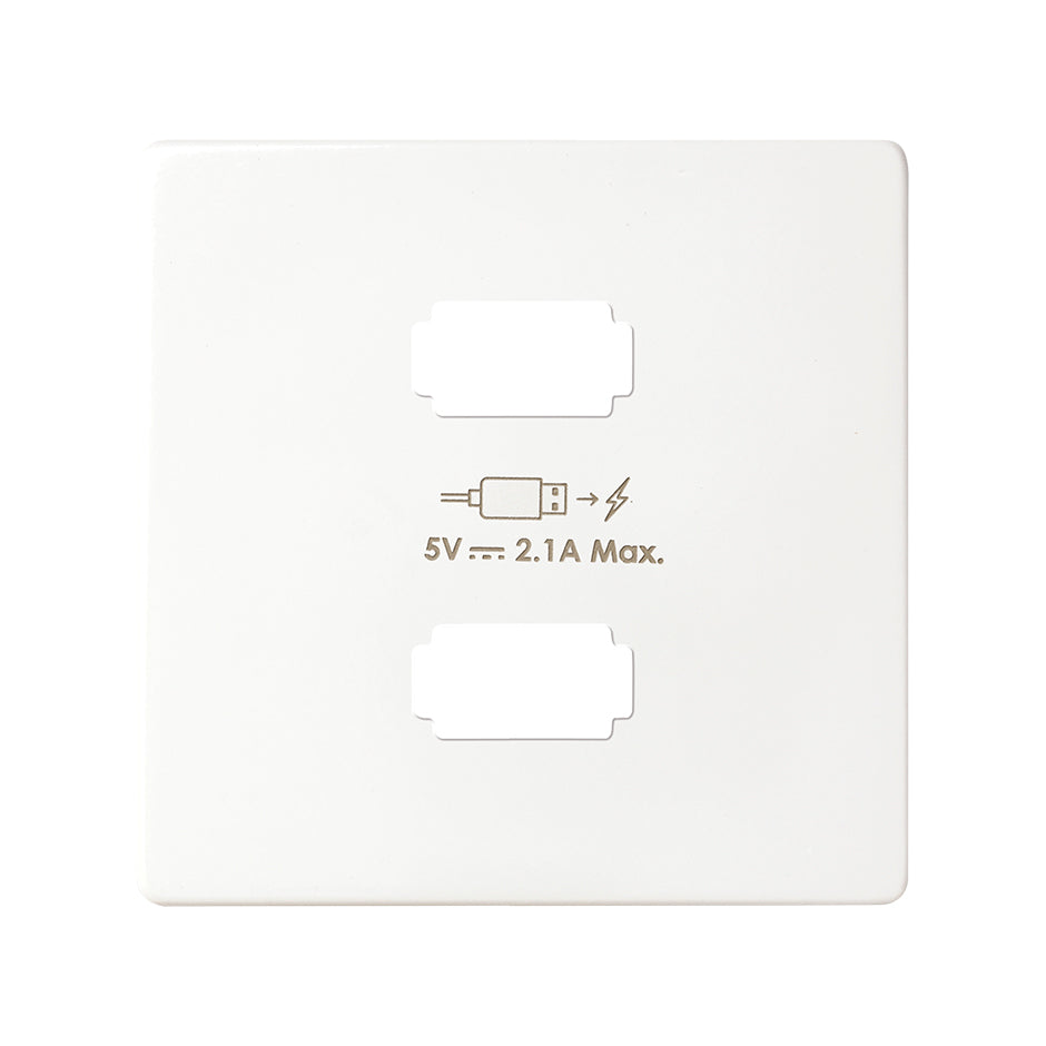 8221096-030 - Placa para cargador USB 2 conectores 5Vdc 2.1A tipo A blanco Simon 82