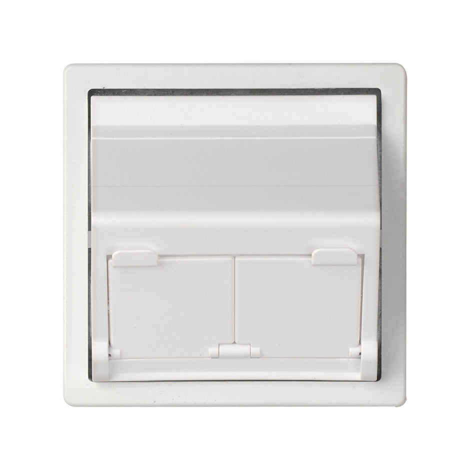 82579-30 - Placa de voz y datos inclinada con guardapolvo para 2 conectores RJ45 blanco Simon 82